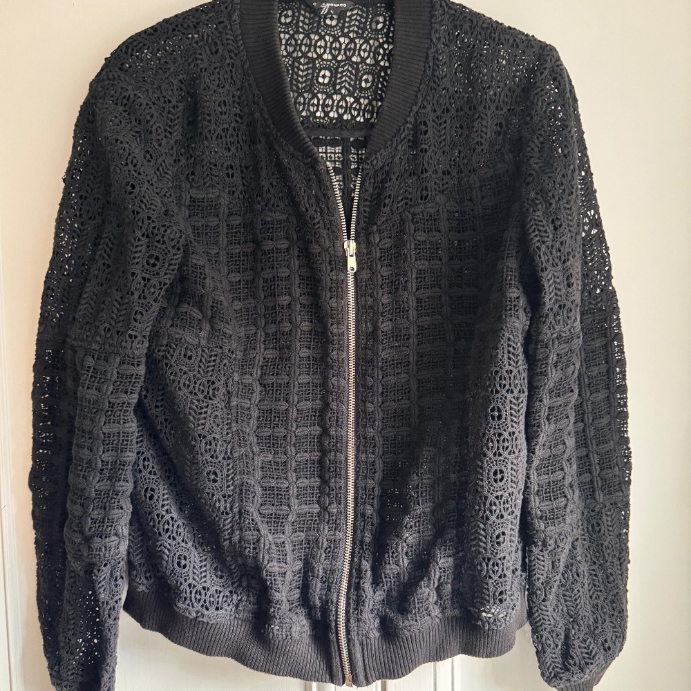 Black Lace Bomber Jacket